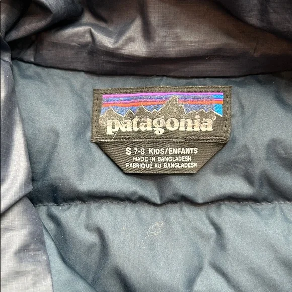 Patagonia Kids Down Sweater Size Large Small 7/8 Navy Blue Insulated Coat Jacket - Picture 2 of 7